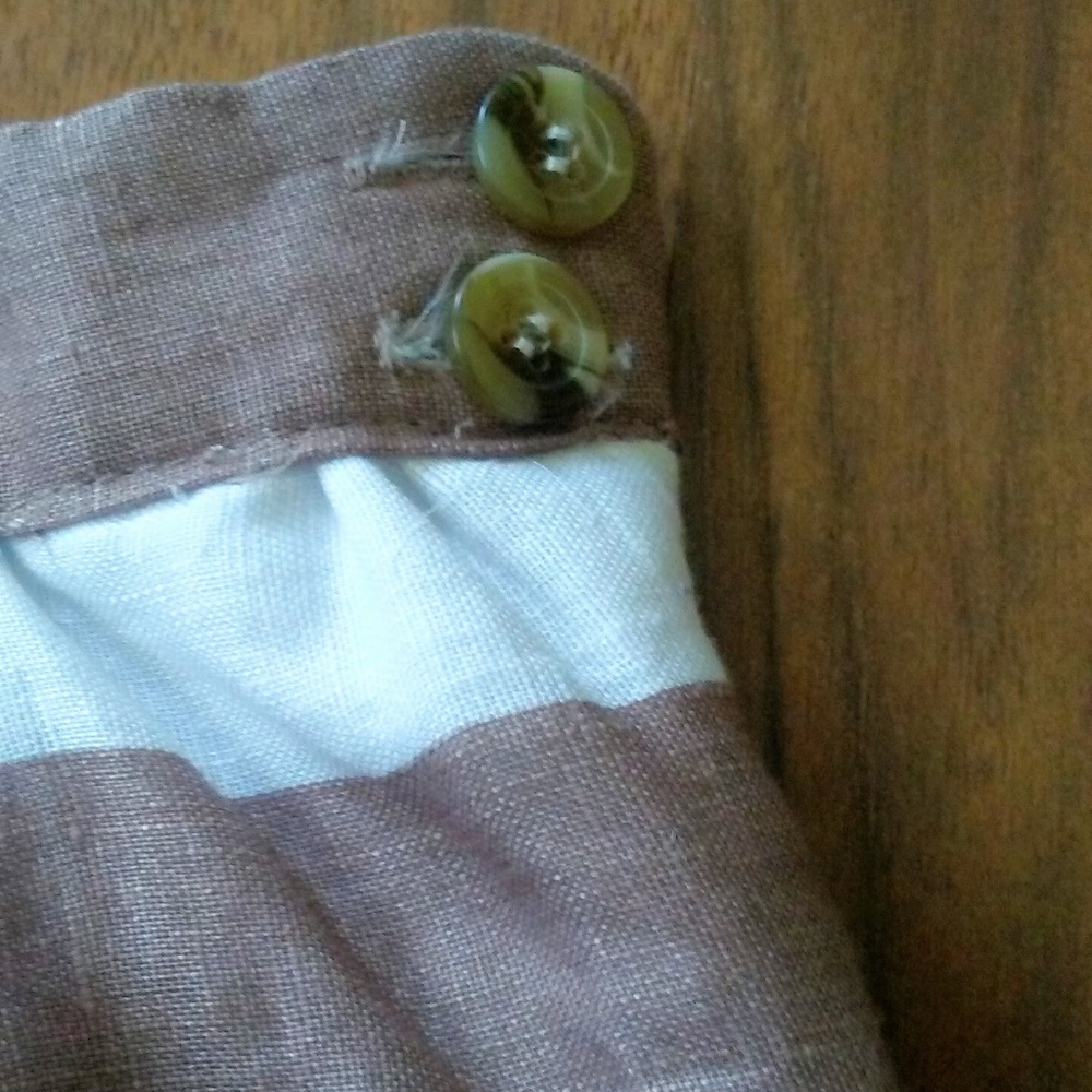 Cynthia Rowley Linen Brown & White Striped Skirt - Picture 3 of 7