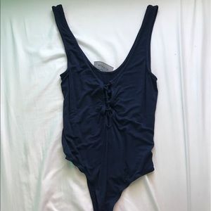 Lace up navy bodysuit