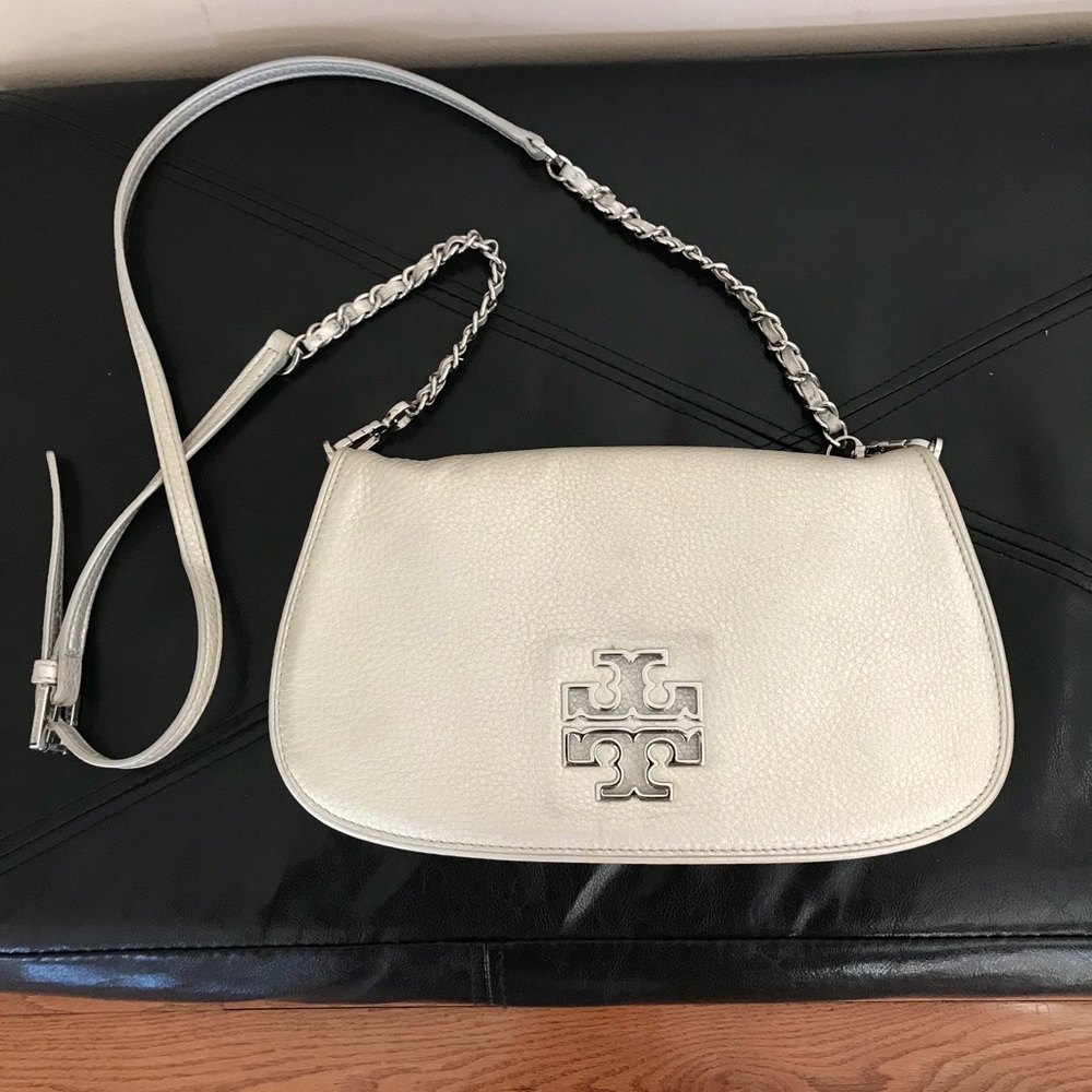 Tory Burch butter soft leather silver 2 way bag
