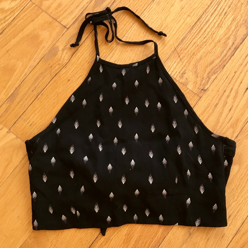 Urban Outfitters Feather Print Halter Crop Top
