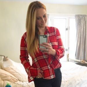 Sanctuary Red Flannel and Bell Sleeve Shirt