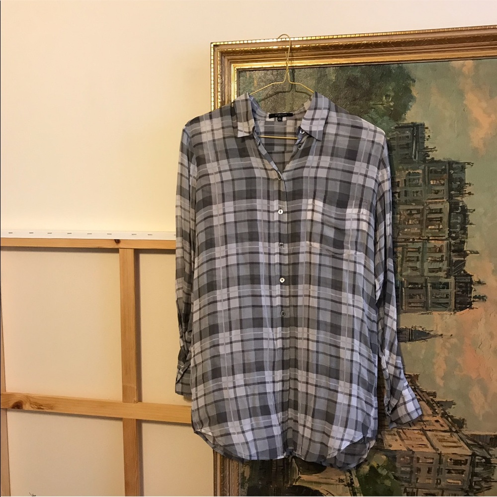 Babaton silk plaid blouse