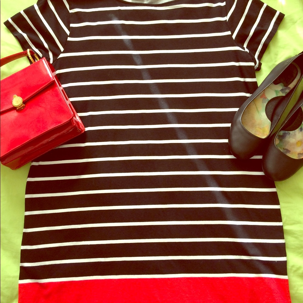 B&W Striped Tunic Dress DONATING SATURDAY