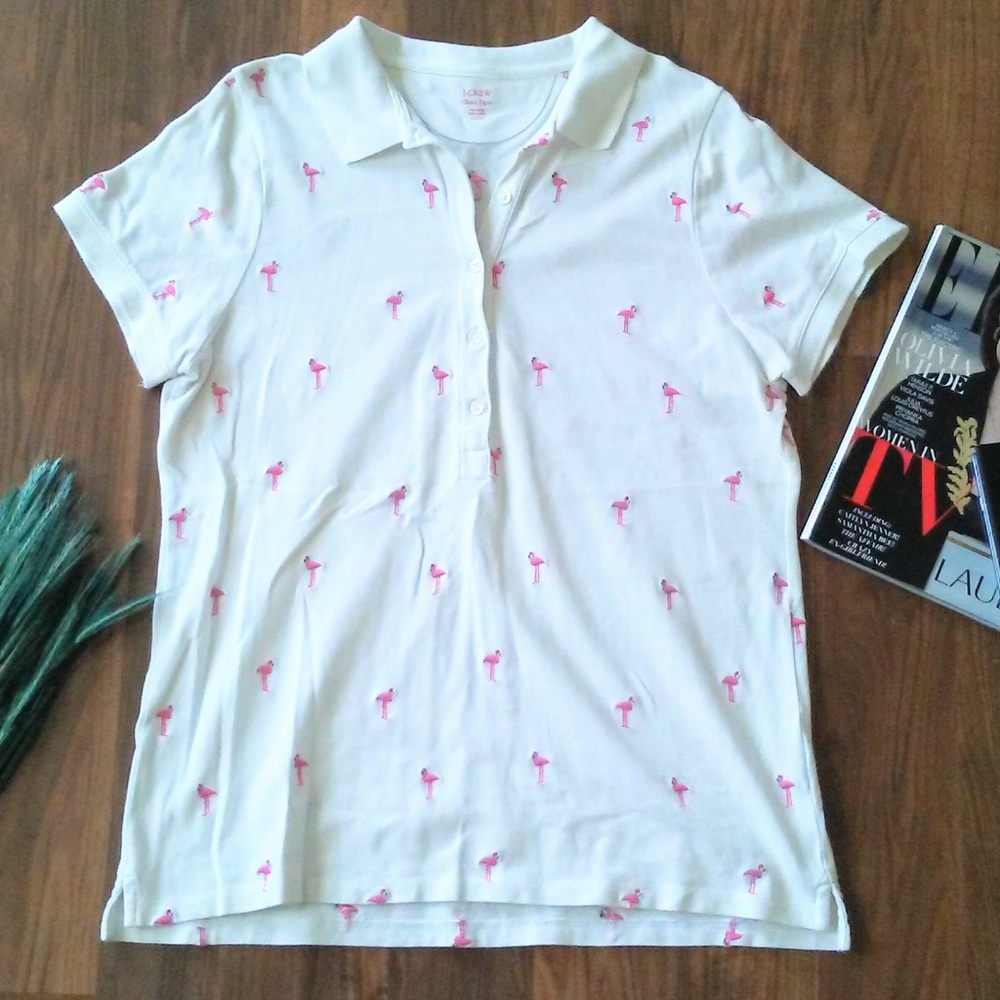 J. Crew Classic Pique Pink Flamingo Polo Shirt
