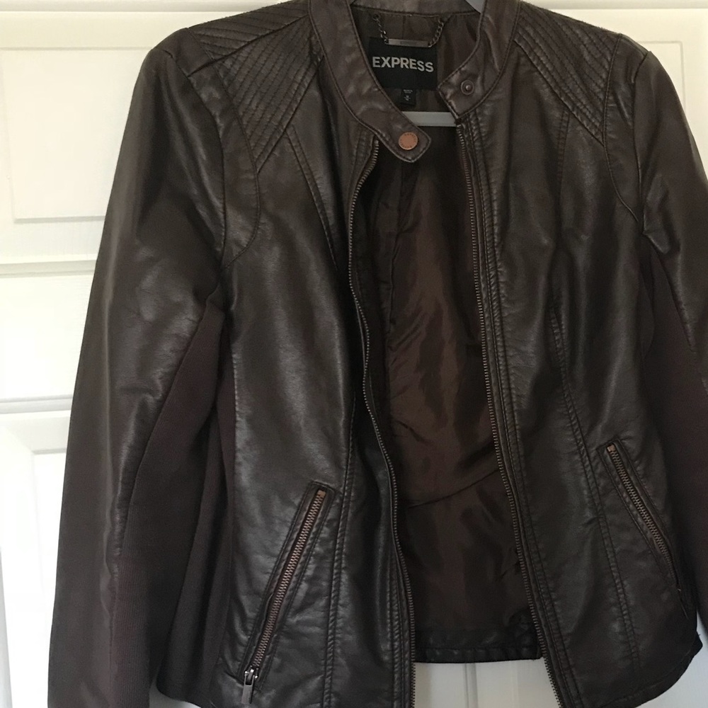 Brown faux leather Express jacket