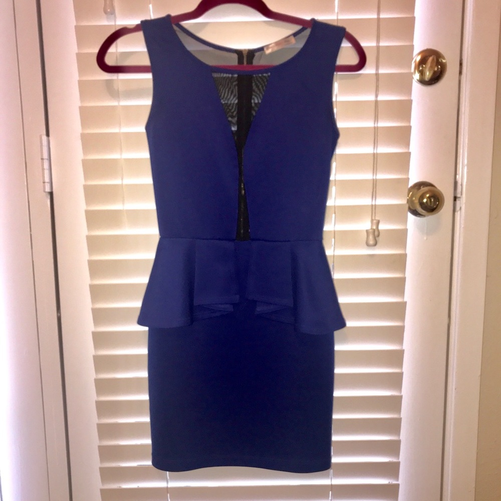 Small | Agaci Royal Blue Peplum Dress
