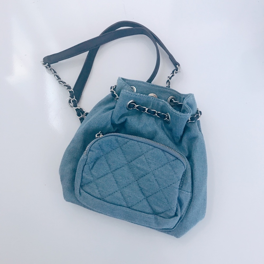 Mini denim backpack