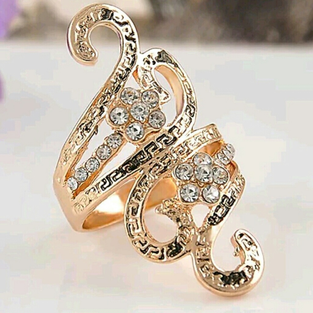 Golden and Rhinestone wrap Ring