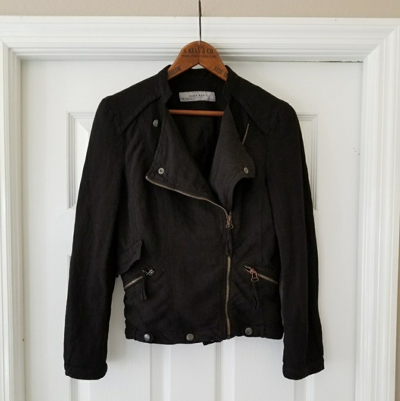 Zara Jackets & Blazers - Zara black linen moto jacket