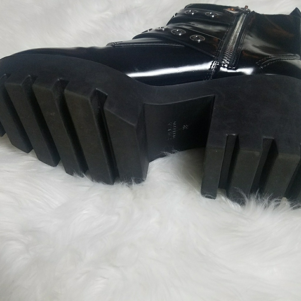 Zara platform black ankle boot size 9 39 - Picture 6 of 6