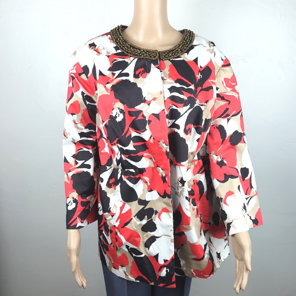 NWOT Lane Bryant red black printed bold jacket