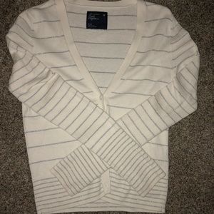 Cream and silver button up sweater