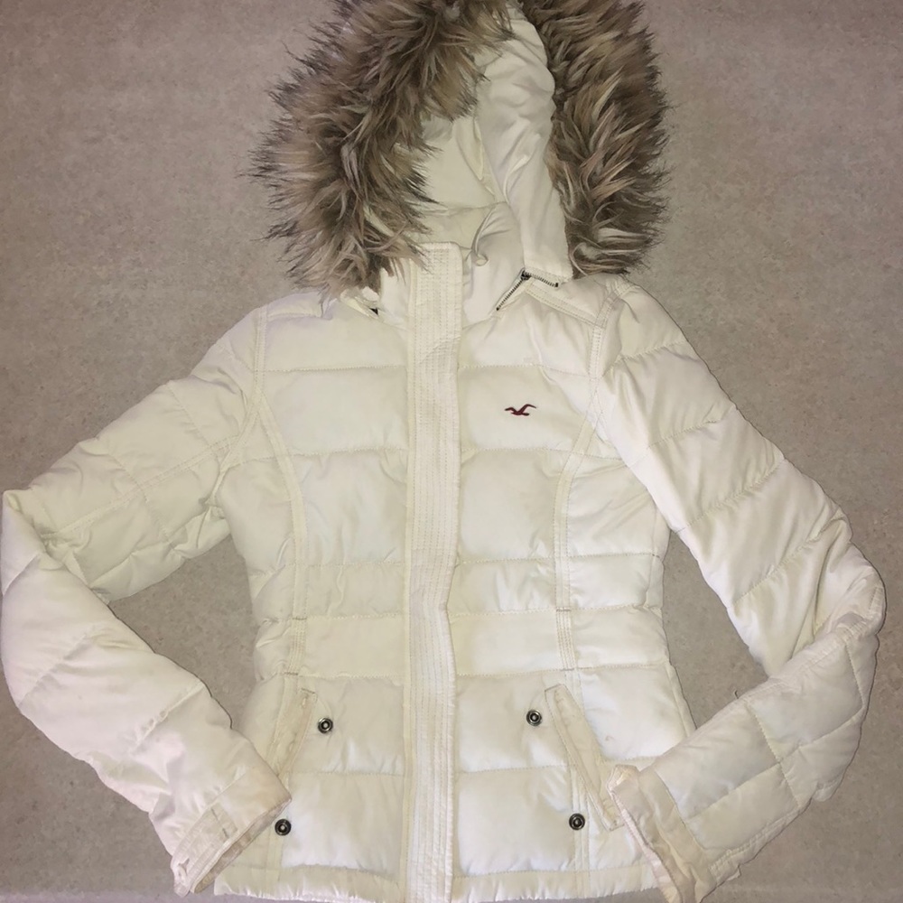 Hollister white winter coat