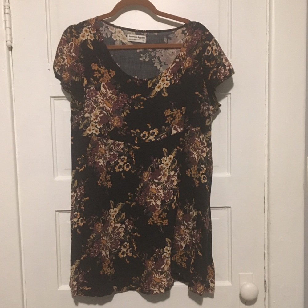American Apparel Fall Floral Babydoll Dress M/L