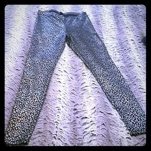 Metallic silver and black cheetah print leggings