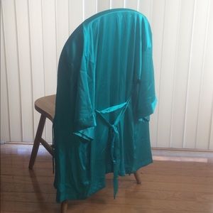 NWT Victoria's Secret Silk Robe XS Teal Blue