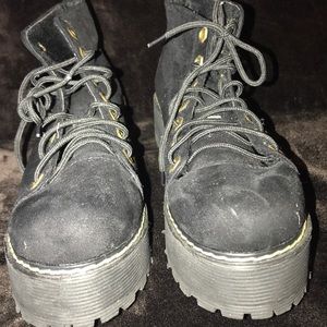 Black suede combat creeper boots
