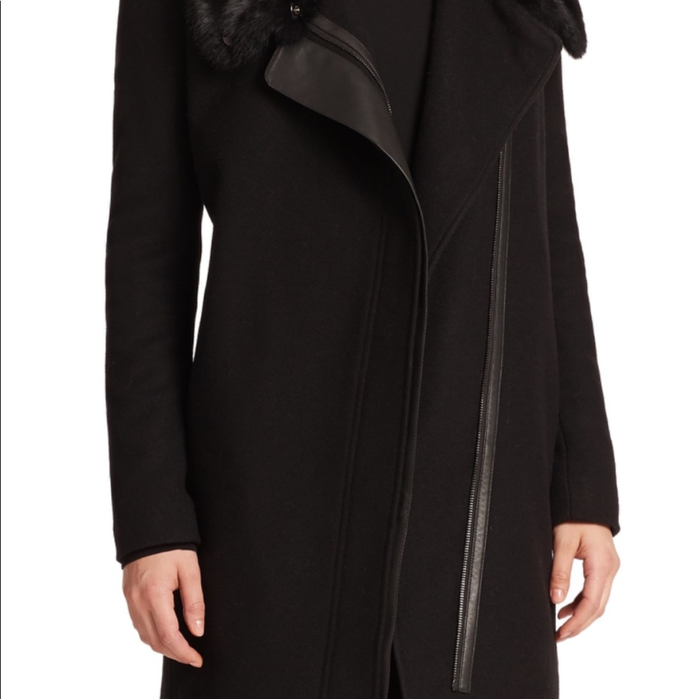 Vince asymmetrical fur collar coat