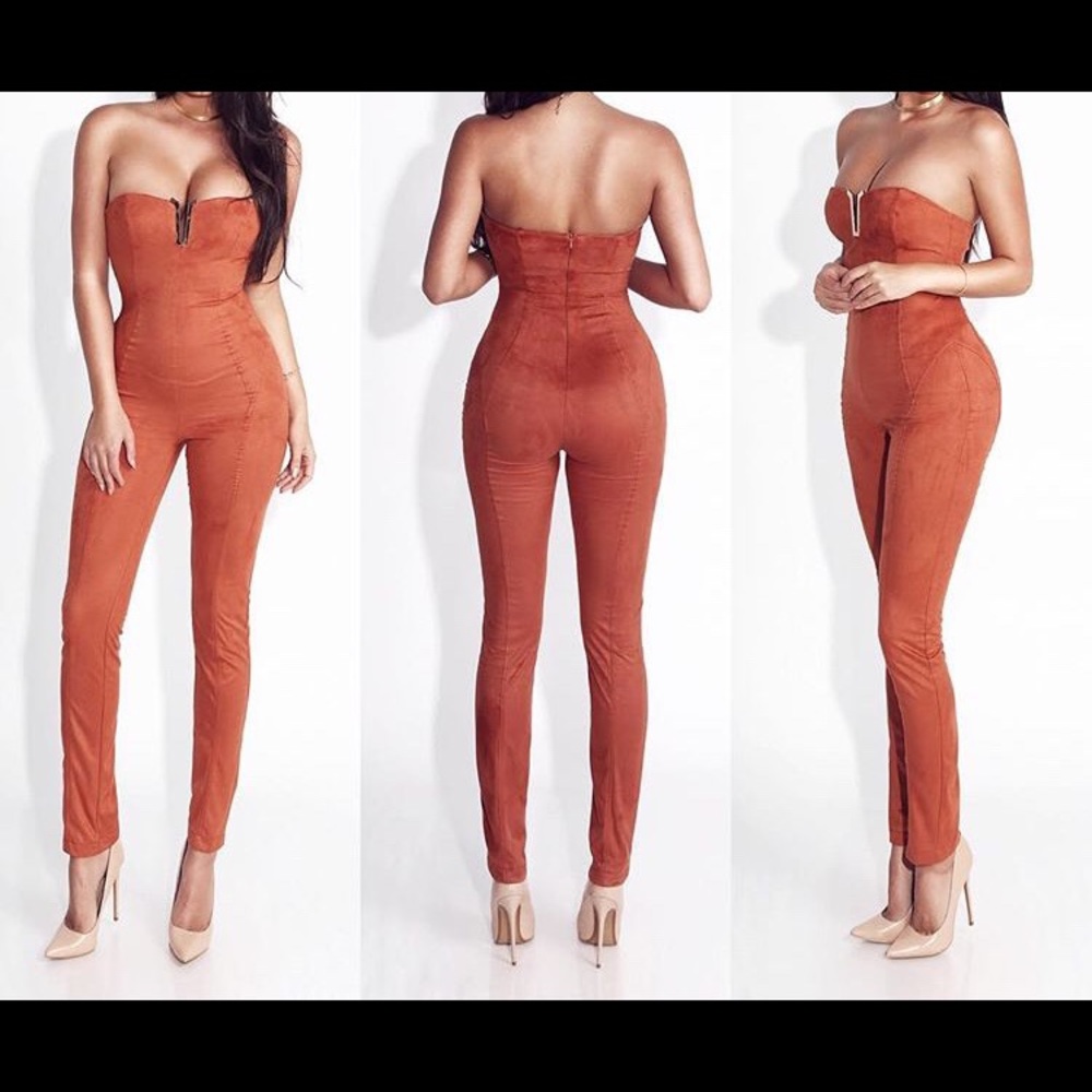 jluxable Orange suede jumpsuit