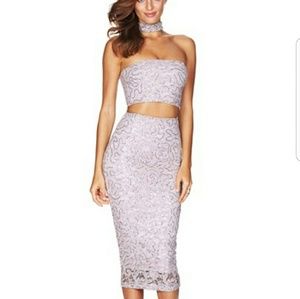 Nookie Blush Sequined star gazer skirt set