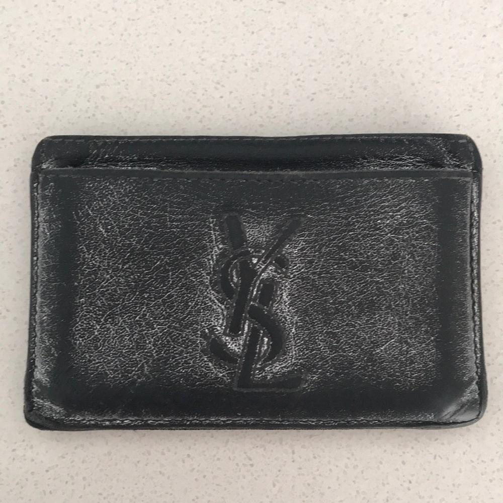 Saint Laurent YSL Logo Metallic Card Holder