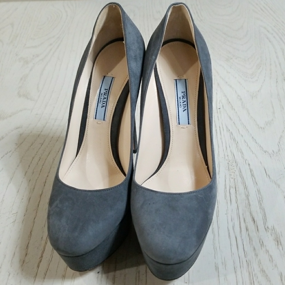 Prada Platform Grey Heel