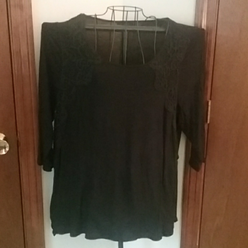 Black lace accented top