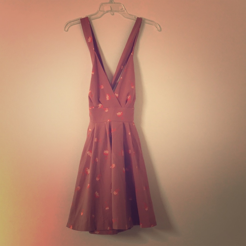 FREE PEOPLE pink and orange floral mini tank dress