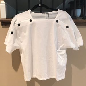 Zara white top with black button detail