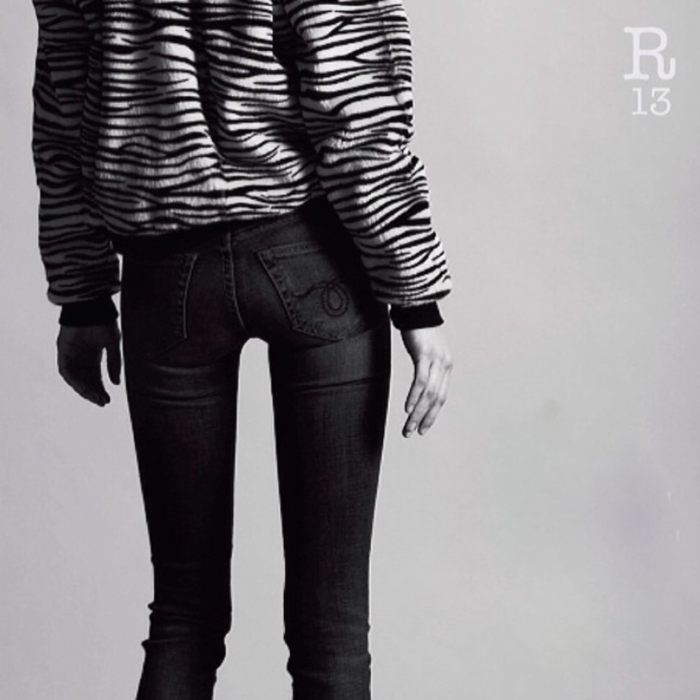 R13 Dark Grey Skinny High Waist Jeans NWT