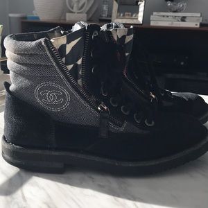 Chanel Zipper & Laceup Hiking Boots Size 37.5