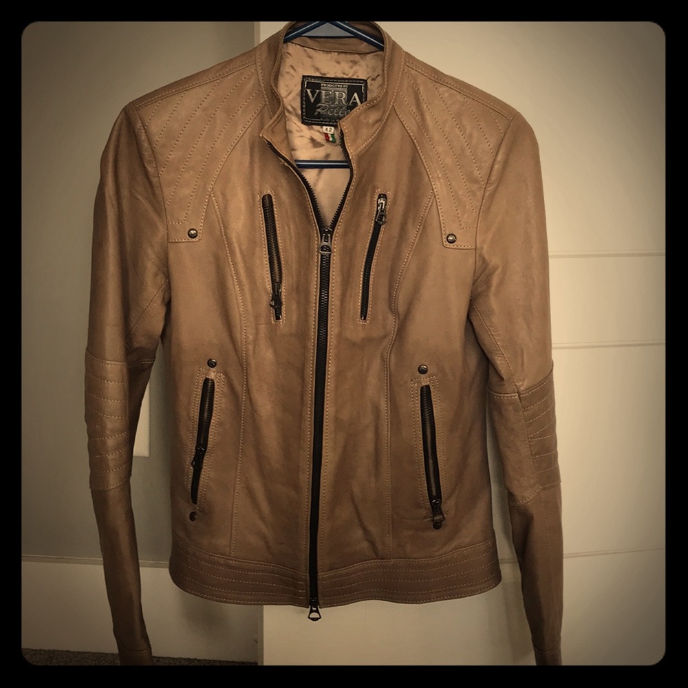 Beautiful Italian leather moto jacket size 4/6
