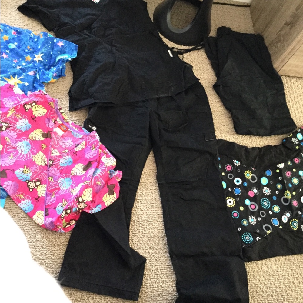 Nurse scrubs and nurse jackets.