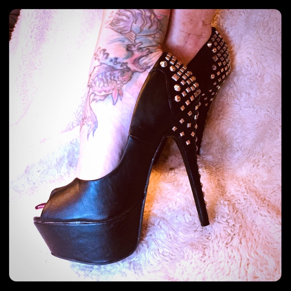 Sky high Rockstar Studded Open-toe pumps - Picture 1 of 7