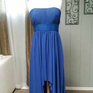 Royal Blue High Low Strapless Chiffon formal Dress