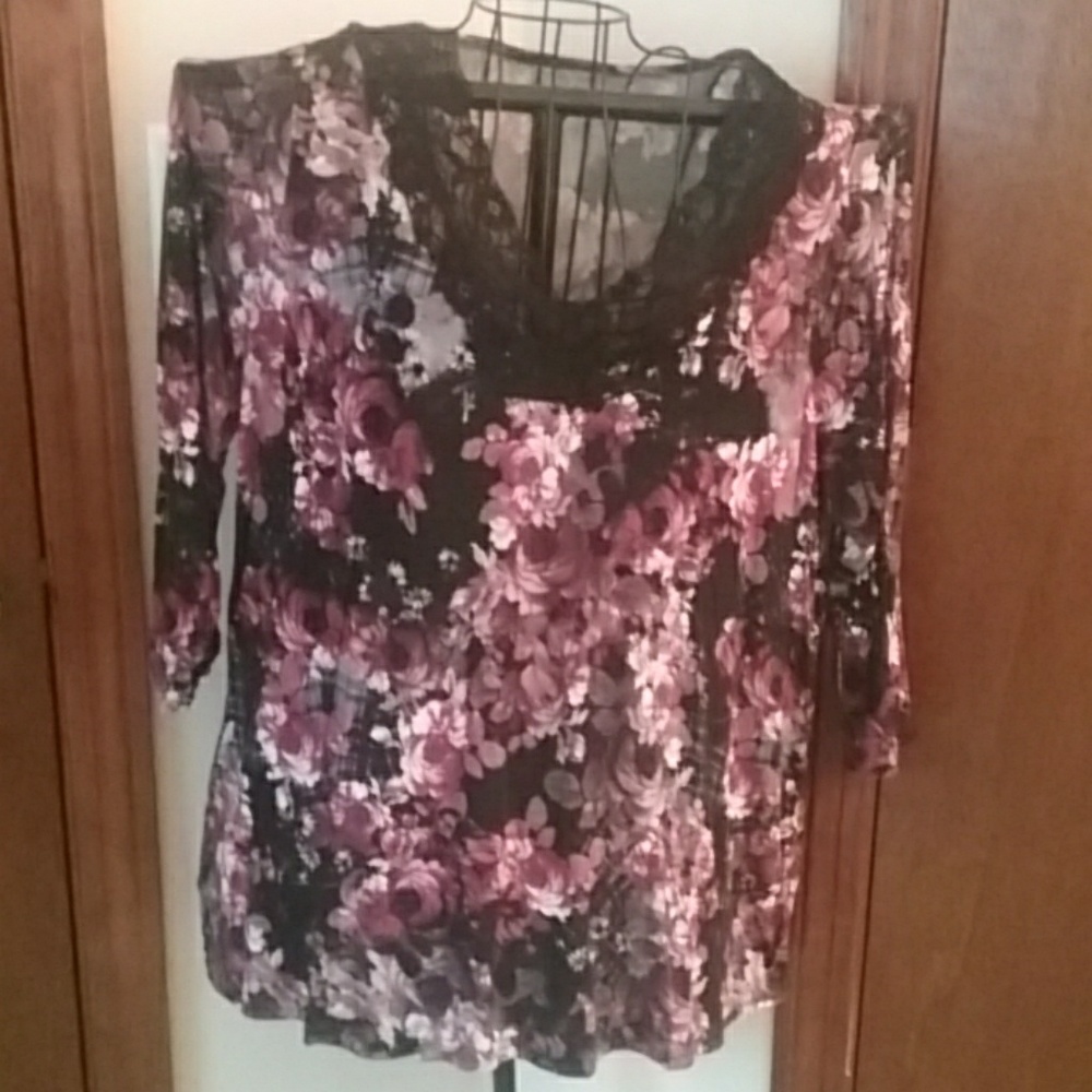 Flowing rose print tunic top