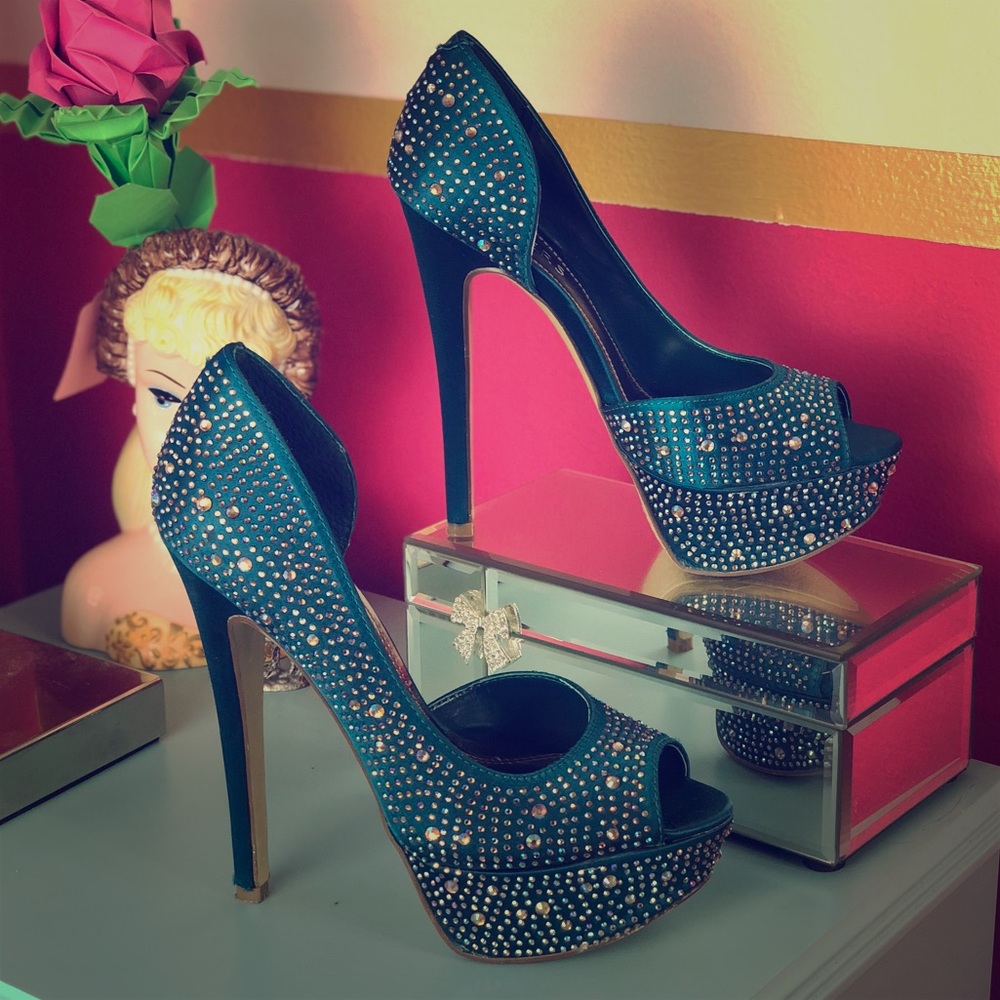 Bakers Turquoise Showstopper Platform Heels