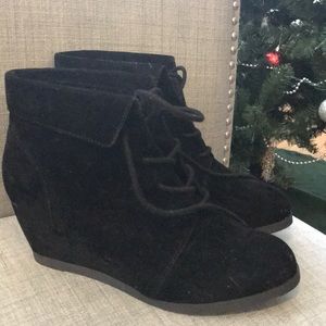 Black wedge booties