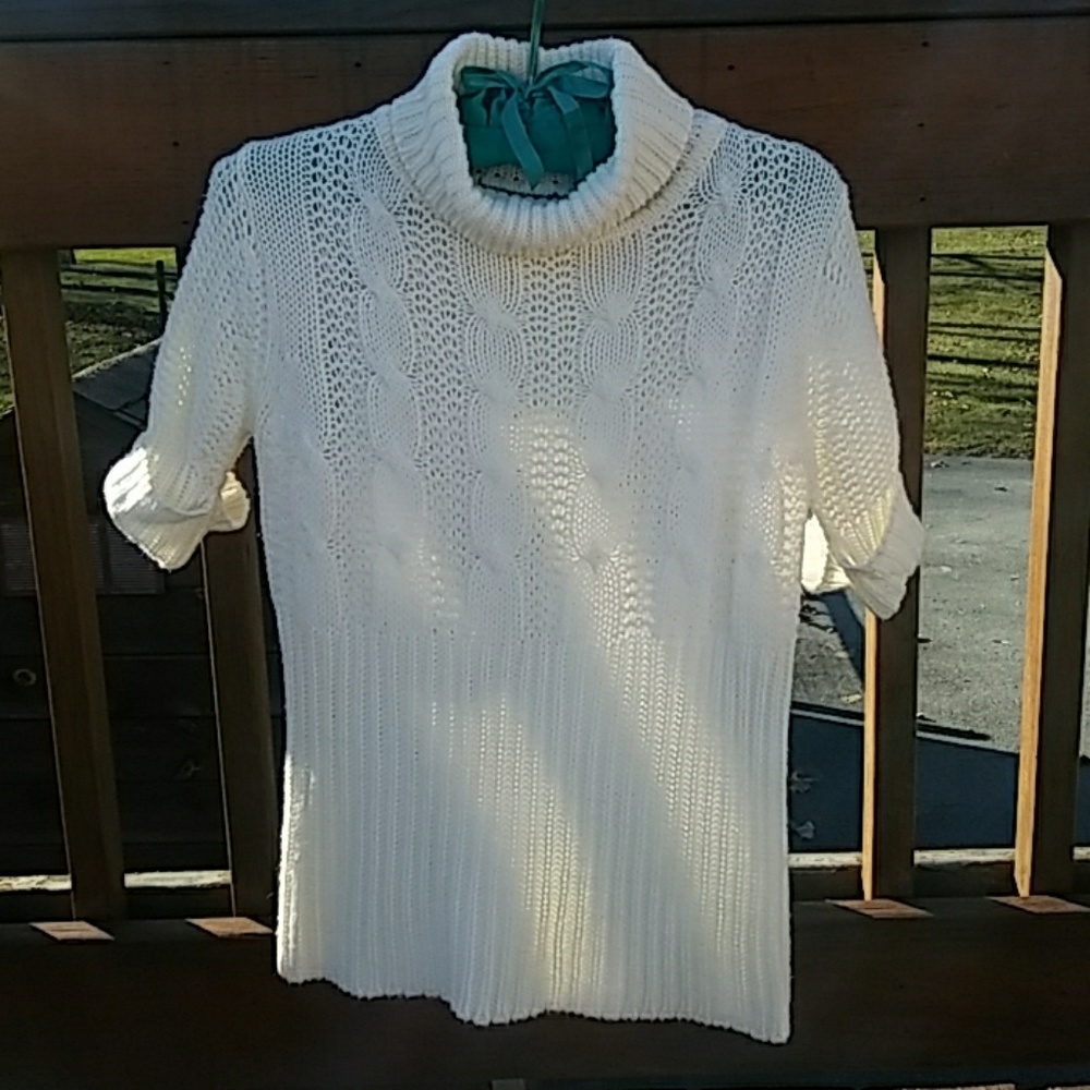 Knit Sweater w/ Half Sleeve & Turtleneck