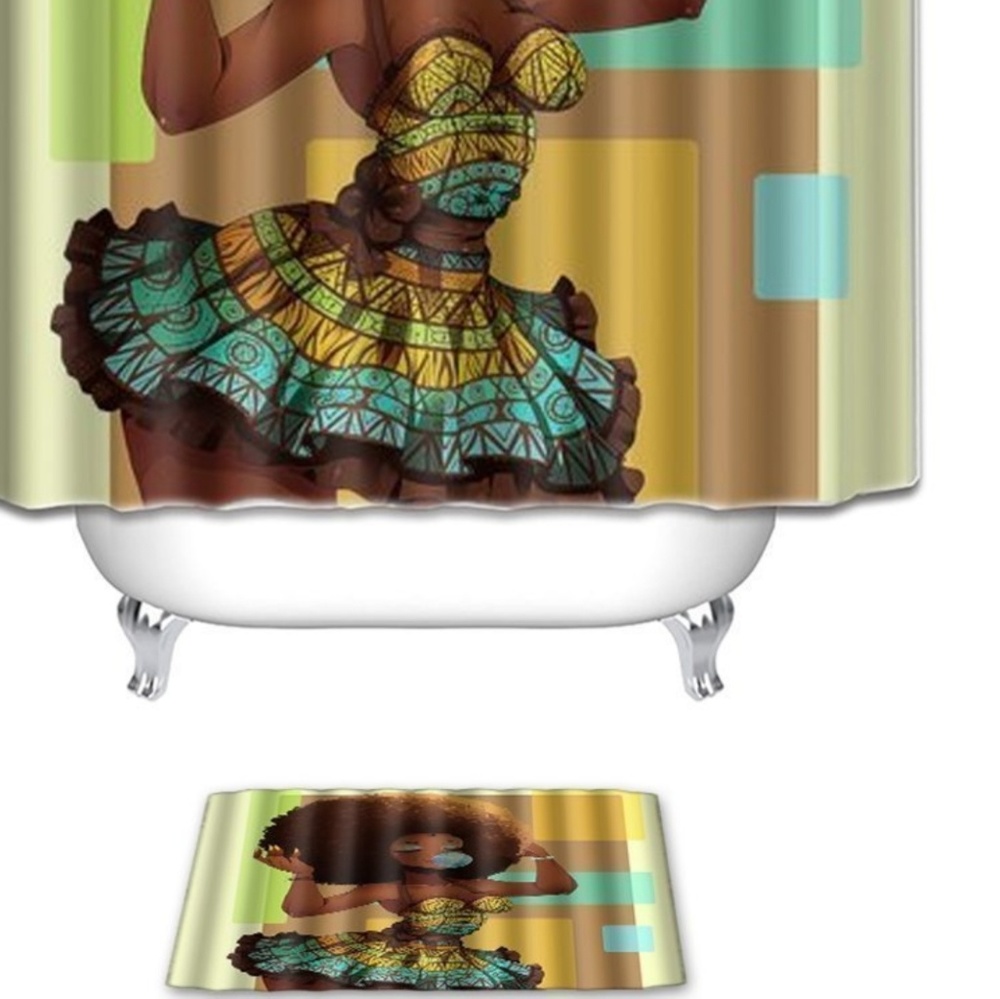 Shower curtains and mat