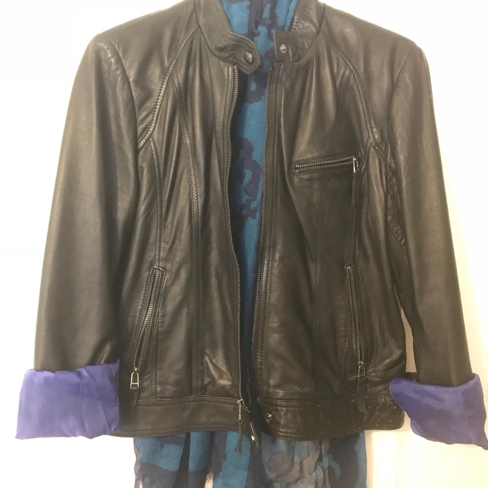 Black Motorcycle Style Leather Jacket