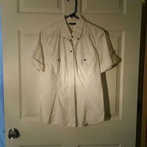 White NY&Co button down size L short sleeve