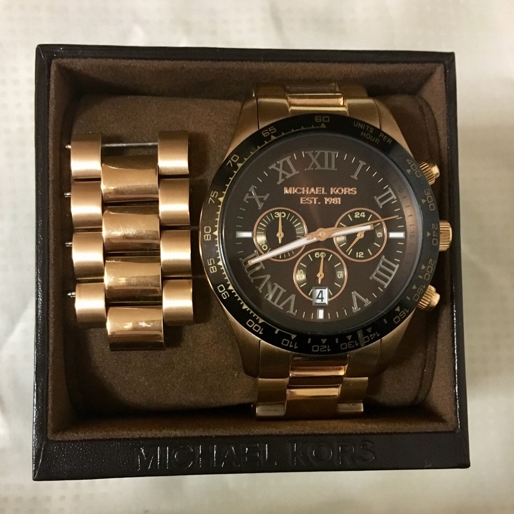 Michael Kors Layton Rose Gold Tone Roman Watch