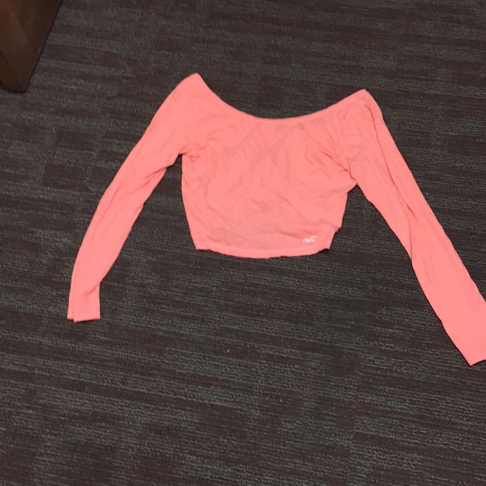 Neon Orange Long Sleeve Crop Top