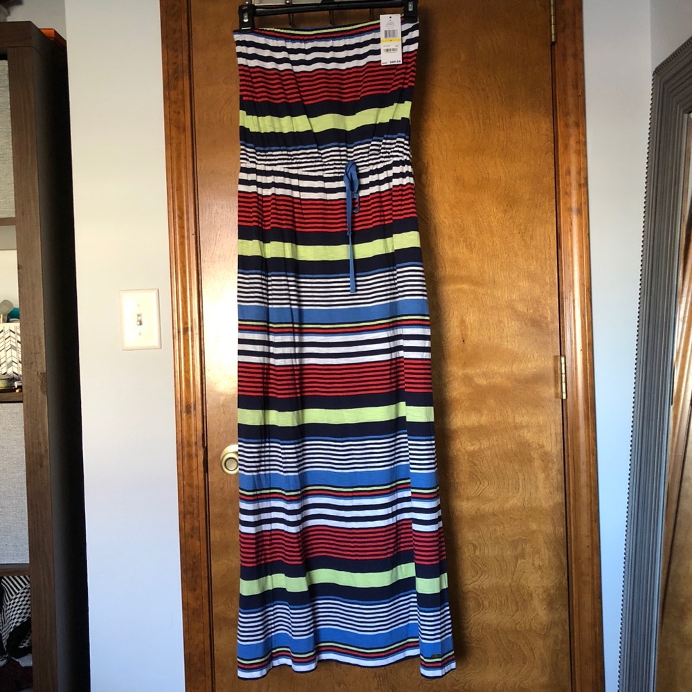 Stripe maxi dress with elastic waist
