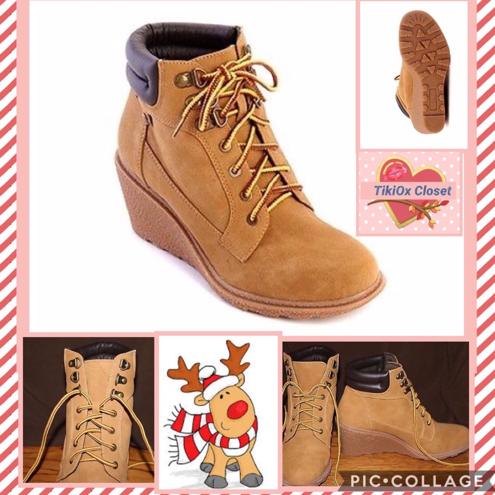 Esprit- Size 8.5 Tan Ankle Boots Lace Up Round Toe
