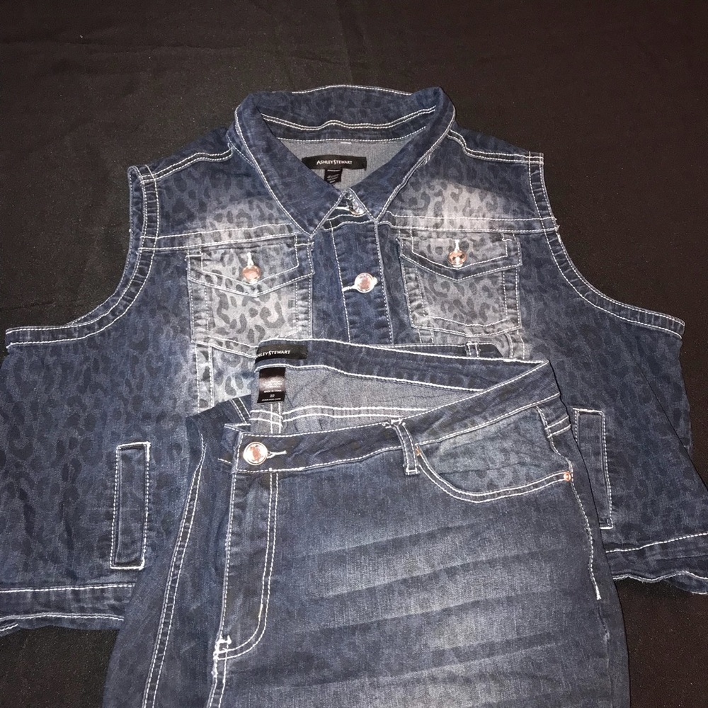 💙 ASHLEY STEWART PLUS SIZE JEAN PANTS SET 💙