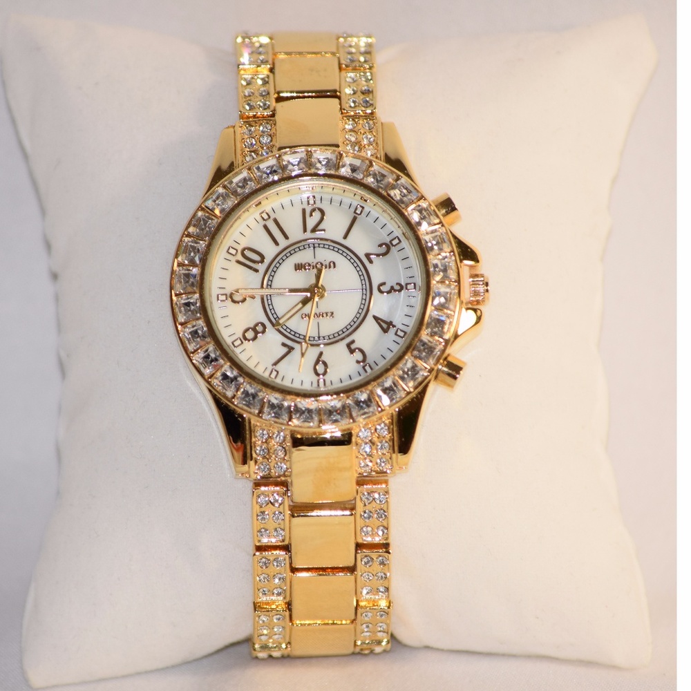 "Sale" Women's Gold CZ Studded Watch