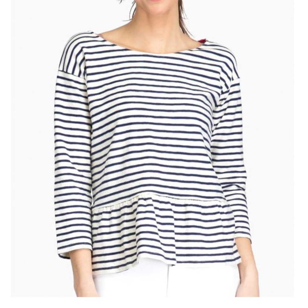 Rayures Ruffle Hem Blouse (Tuckernuck) - M