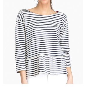 Rayures Ruffle Hem Blouse (Tuckernuck) - M